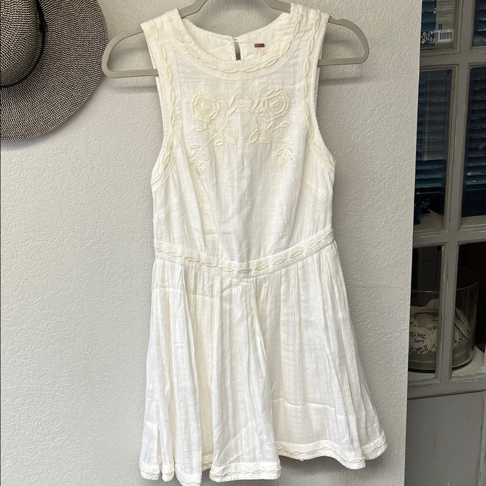 Free People Off-White Embroidered Dress
